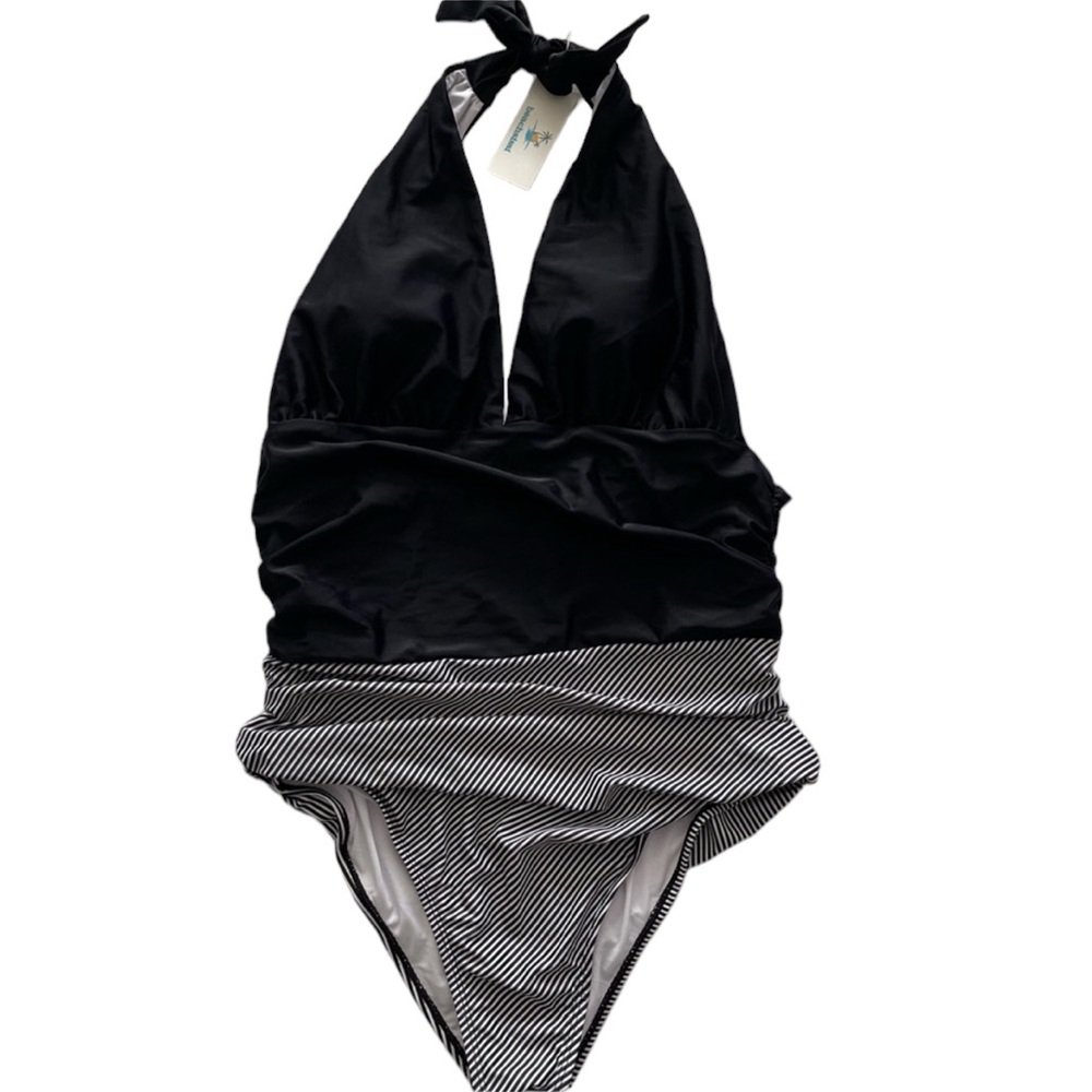 Beachsissi Swimsuits One Piece Color Black White Size XL
